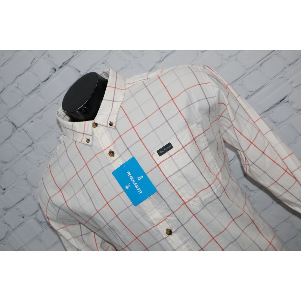 Columbia Rapid Rivers II Long Sleeve Shirt Mens XL White Plaid Regular Fit NEW